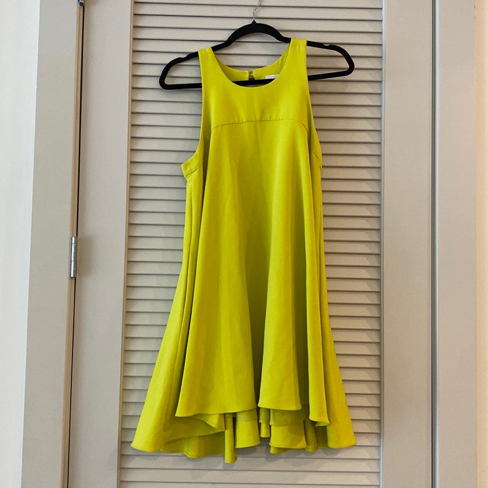 Gorgeous Milly Neon Yellow Green Trapeze Dress